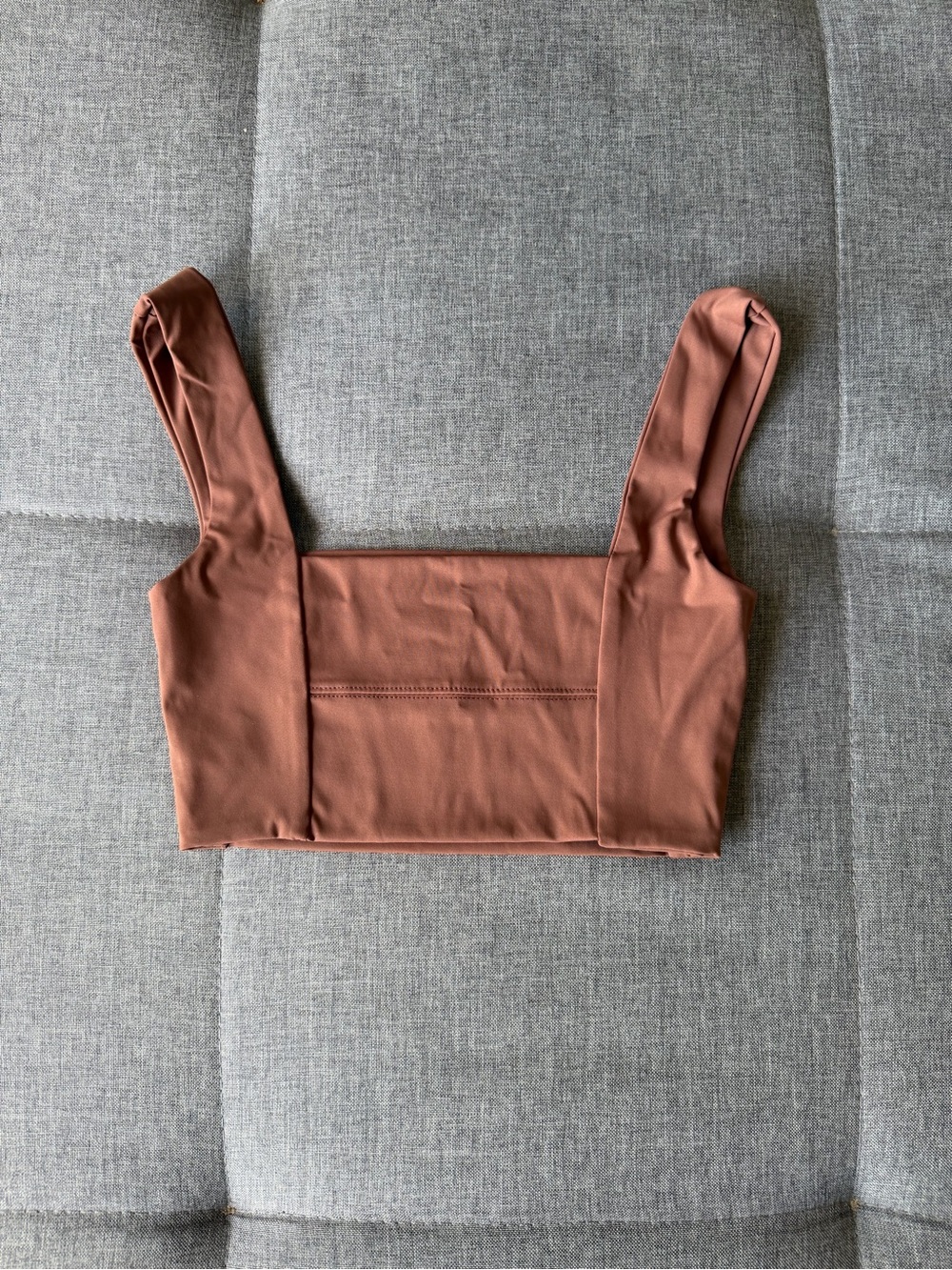Brown Square-Neck Cropped Tank